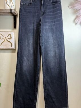 Vici Dark Wash Wide Leg Jeans in Black